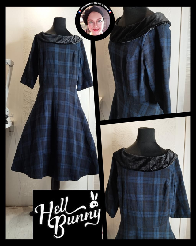 Robe Hell Bunny Tartan velours T44