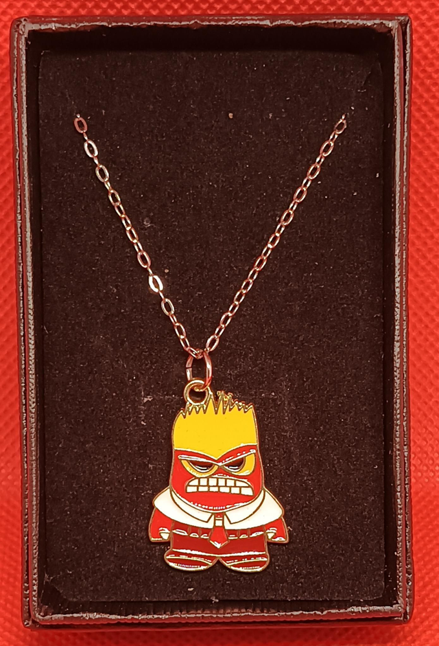 Enamel Inside Out Anger Pendant Necklace 