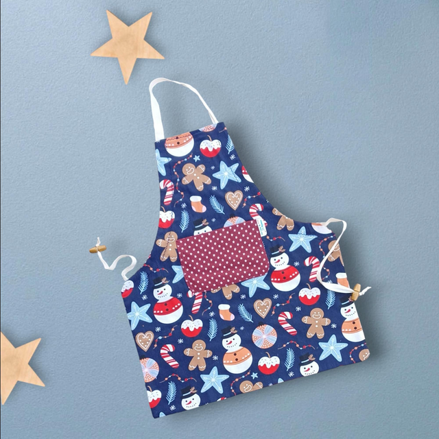 Tablier de Cuisine ou Activités pour Enfants en Coton Personnalisé réglable Noel