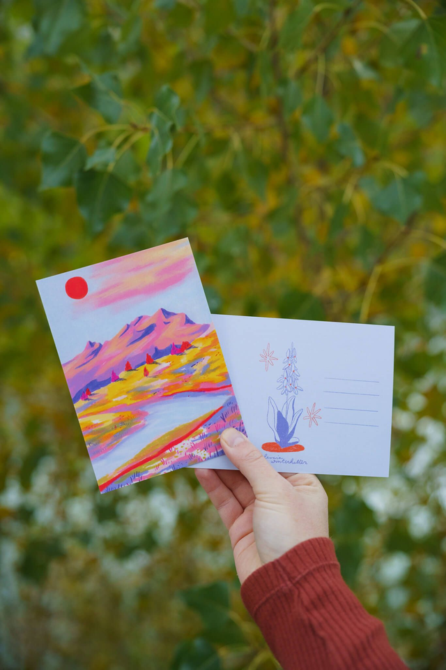 gran paradiso and red sun postcard