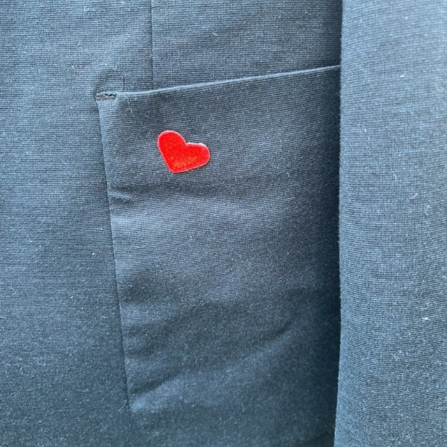 Blazer bleu customisée cœur love 40/42