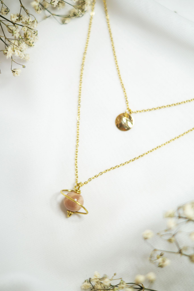 Collier double - Planète • en pierre naturelle