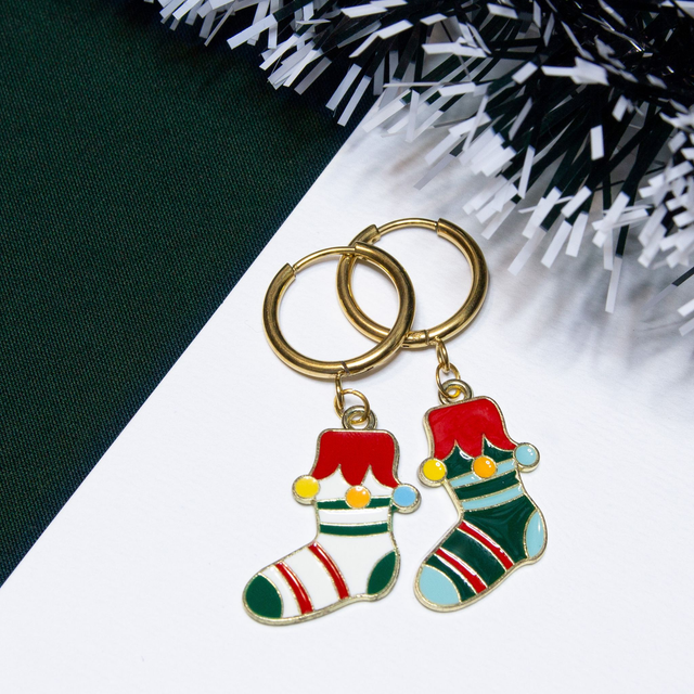 Božične nogavičke (bela-zelena)