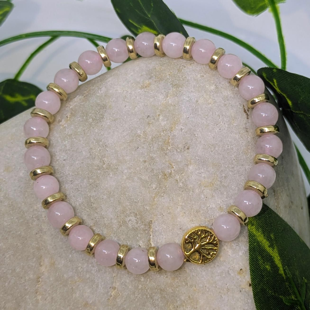 Bracelet &quot;Quartz rose&quot; 6mm BR-073