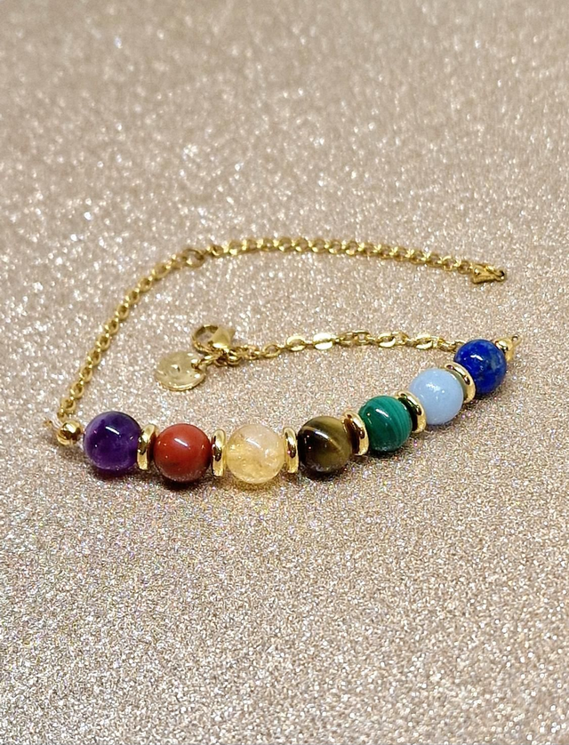 Bracelet 7 chakras avec chaîne acier inoxydable 