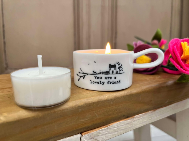 Lovely Friend handled tealight holder