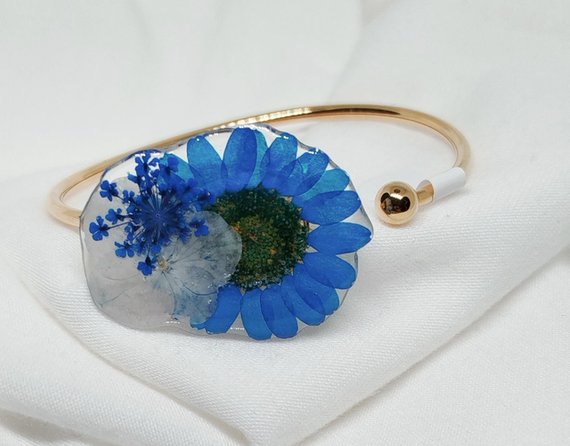 Bracelet Emy coloris bleu doré 