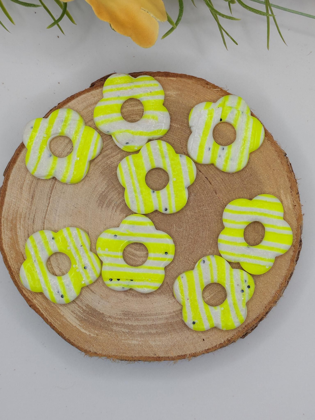 Fleurs Amaya rayées Fluo jaune/blanc 