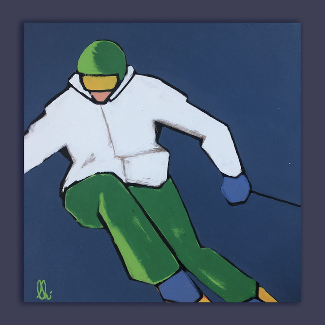 petit tableau skieur4 20X20  