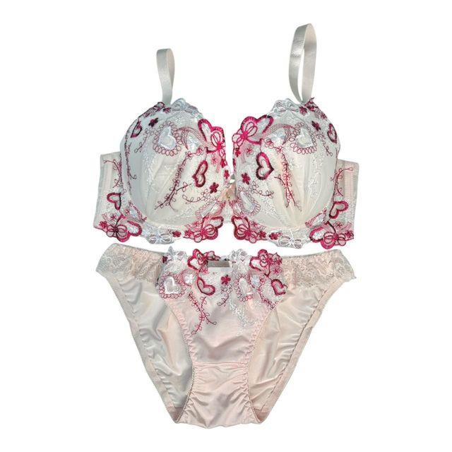 Black + Pink Japanese Bra + Underwear Set UK 34DD 