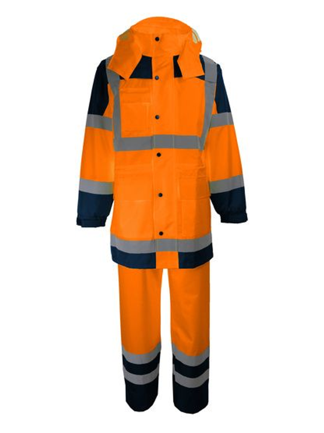 VETEMENT DE PLUIE COMPLET HAUTE VISIBILITE ORANGE (manteau+pantalon) 