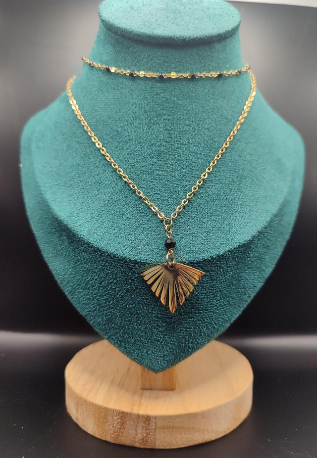 Collier double feuille 