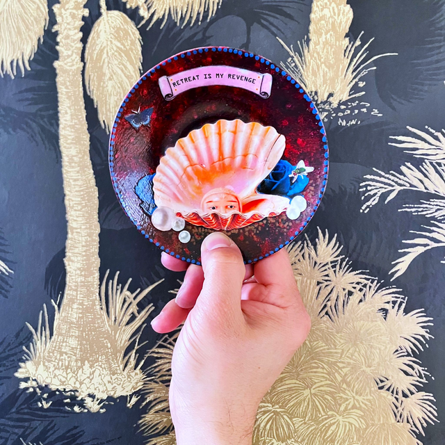 "Retreat is my Revenge" Maroon Upcycled Trinket Dish - House of Frisson