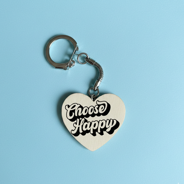 Porte clés coeur Choose Happy