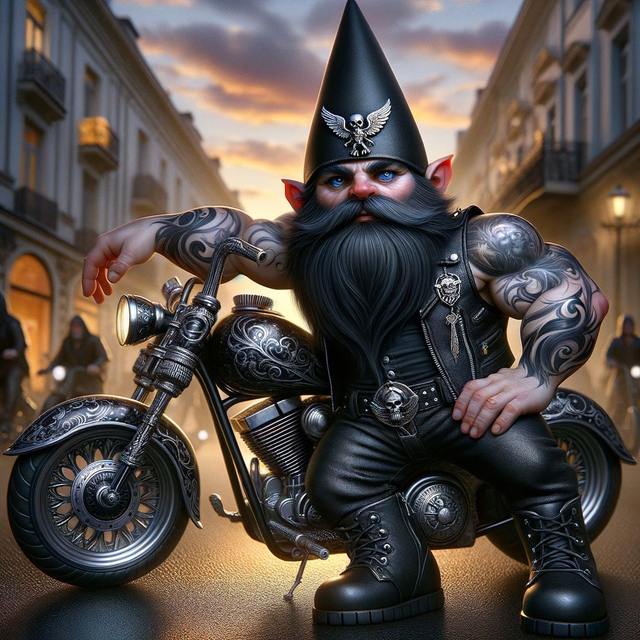 Muscular Male Elfish Biker leaning on his motorcycle T-Shirt