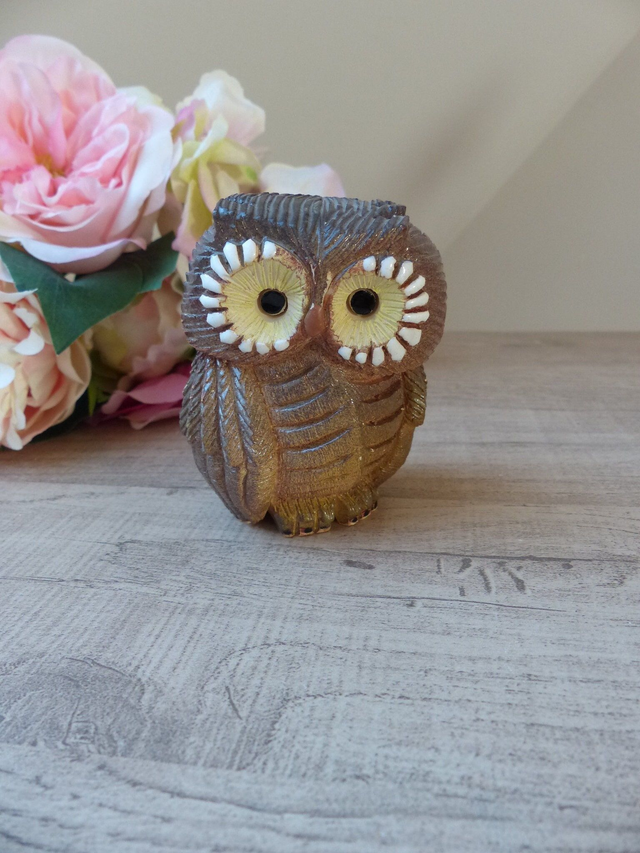 Rare Figurine Chouette en Céramique - Poterie Artisanale Atelier De Rosa, Vintage Années 70, Cadeau Symbolique Amitié et Déco Authentique