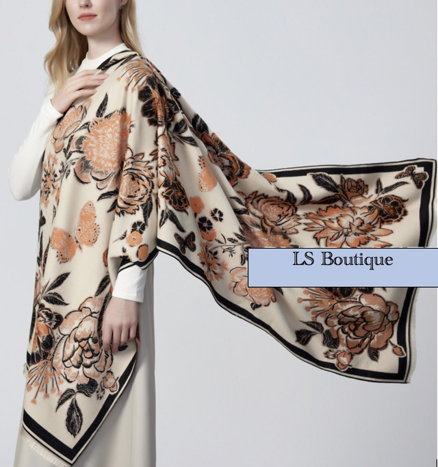 Scarf (Red/Gold Flower)