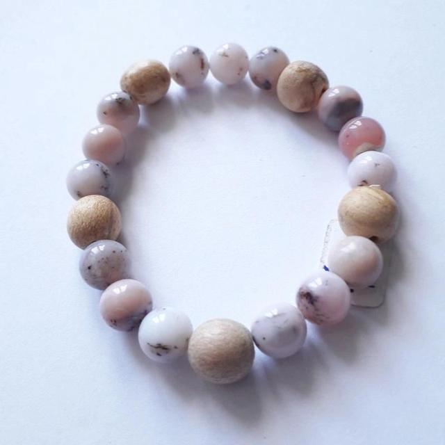 Peruvian Pink Opal Palo Santo Aromatherapy Bracelet