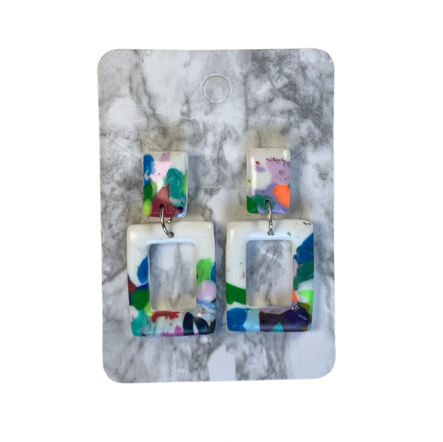Multi coloured rectangle earrings