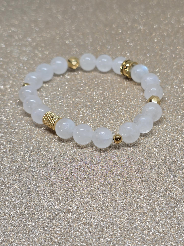 Bracelet Pierre de lune bleutée 0,8 cm