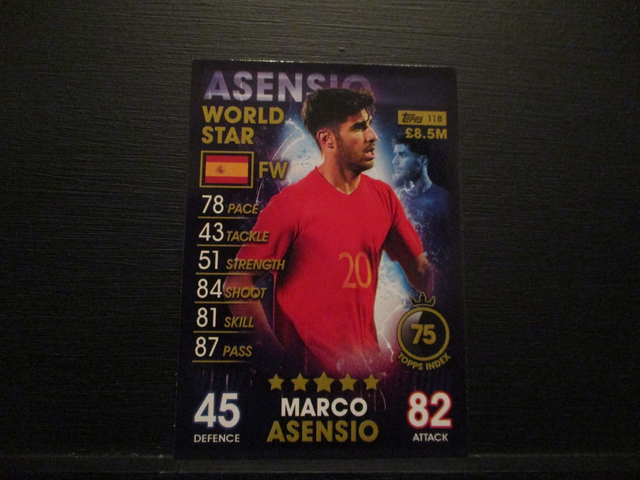 Marco Asensio - World Star Match Attax 101 Original Trading Card
