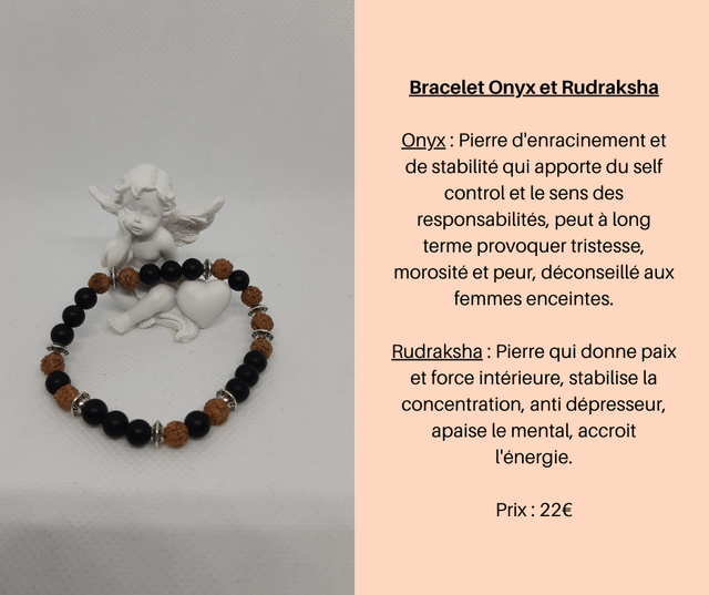 60- Bracelet Onyx et Rudraksha