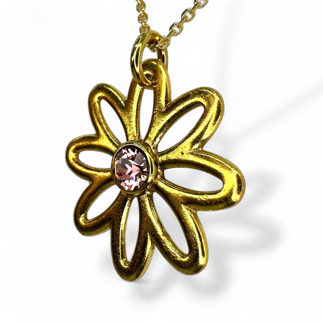 Kette FLOWERS SMALL Rosa, vergoldet
