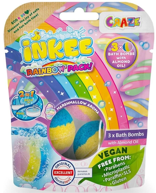 Lot de 3 bombes de bain arc en ciel vegan