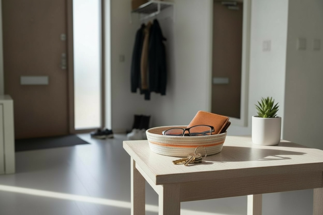 Panier / vide poche rond bi-color avec bordure zigzag