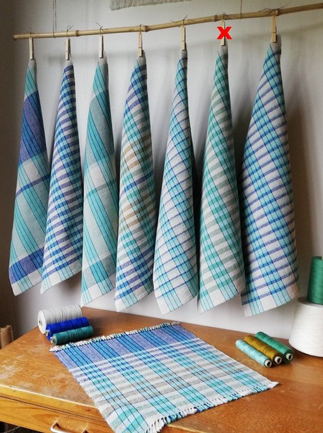 Linge à vaisselle en coton-lin bio – Tissé main