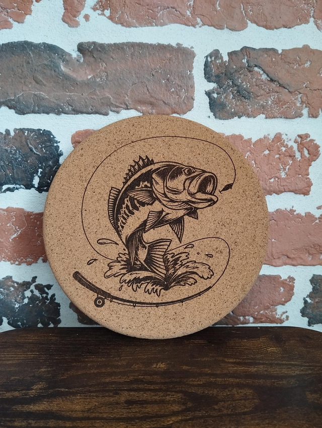 Dessous de plat en liège – Motif pêche – Ø 19 cm 🎣🐟