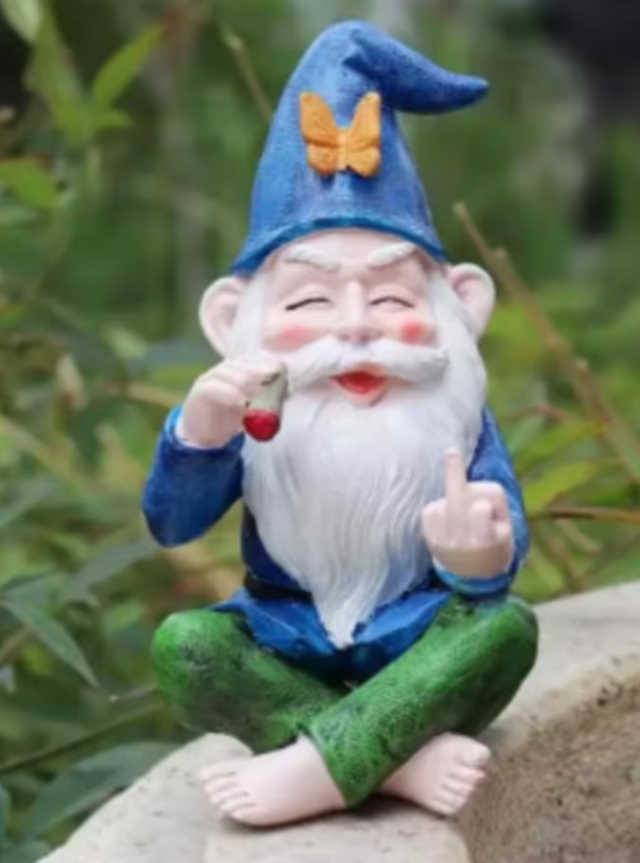 Prachtig tuinbeeld Rokende Kabouter blauw (15cm)