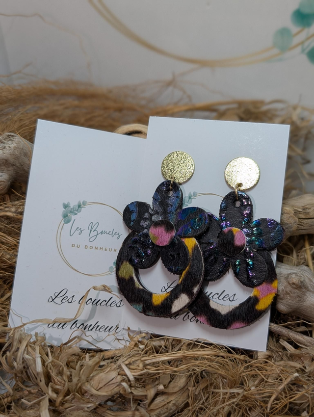 Boucles d'oreilles Baby Marguerite Graou multicolore holographique m1048