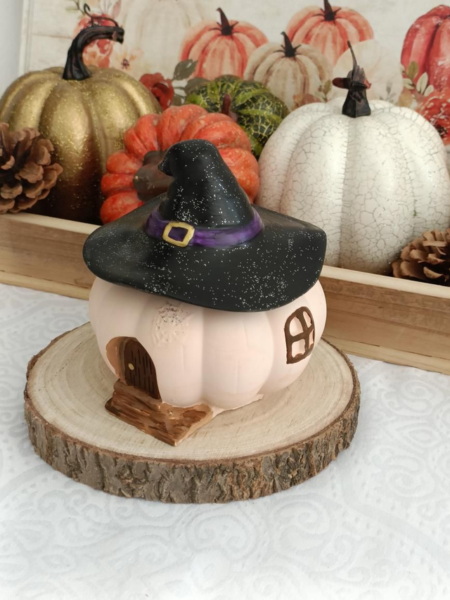 Bougie Halloween citrouille maison de sorcière
