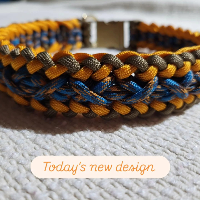 18.5 inch paracord criss cross collar - orange/brown/blue