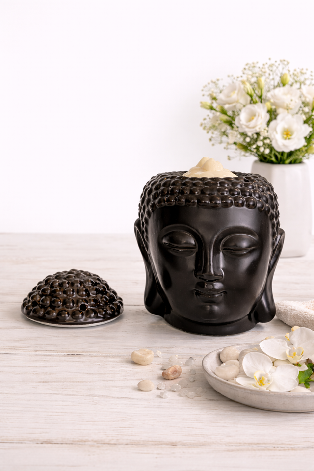Black Buddha Wax Melt Burner Gift Set