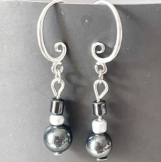 BO20 - Boucles d’oreilles perles hématite
