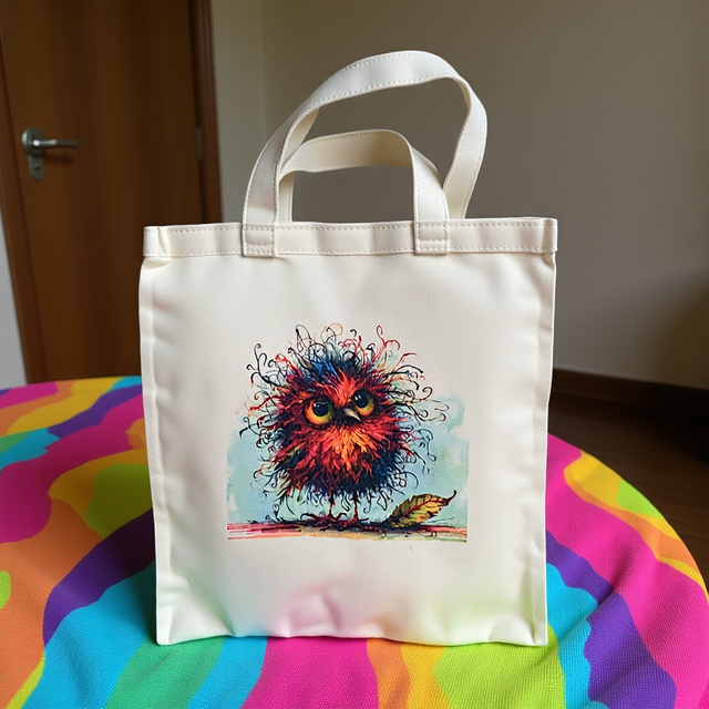 Part of our colourful whimsical bird tote bags, polyester canvas size H33cm xW29cm medium