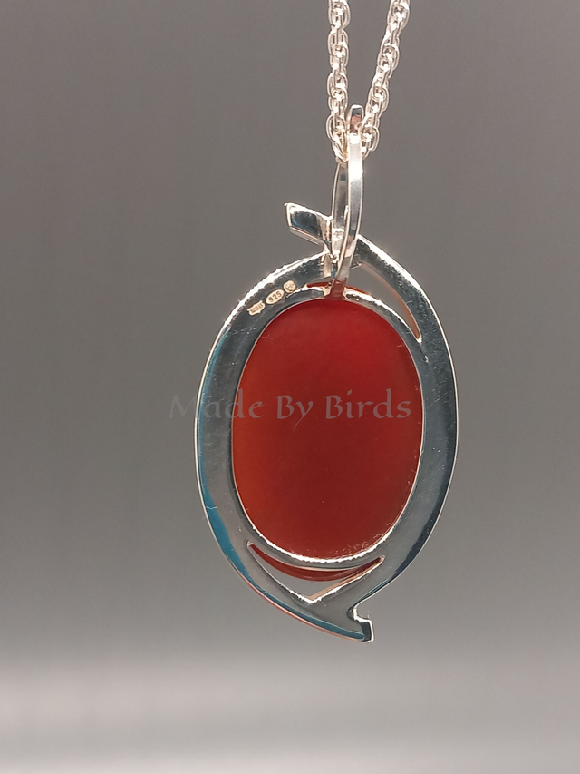 Carnelian and Sterling Silver Flowing Pendant Necklace