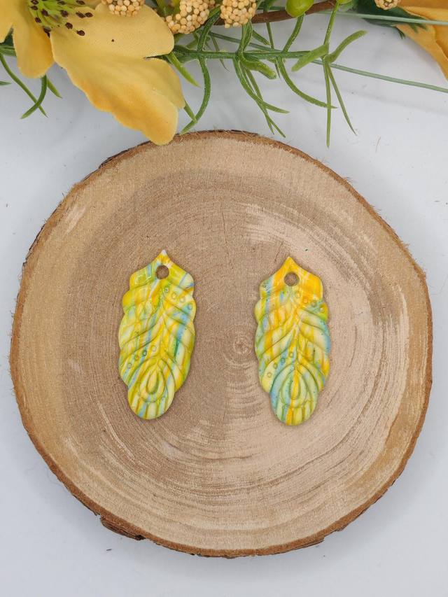 Plume Bleu/Jaune citron 