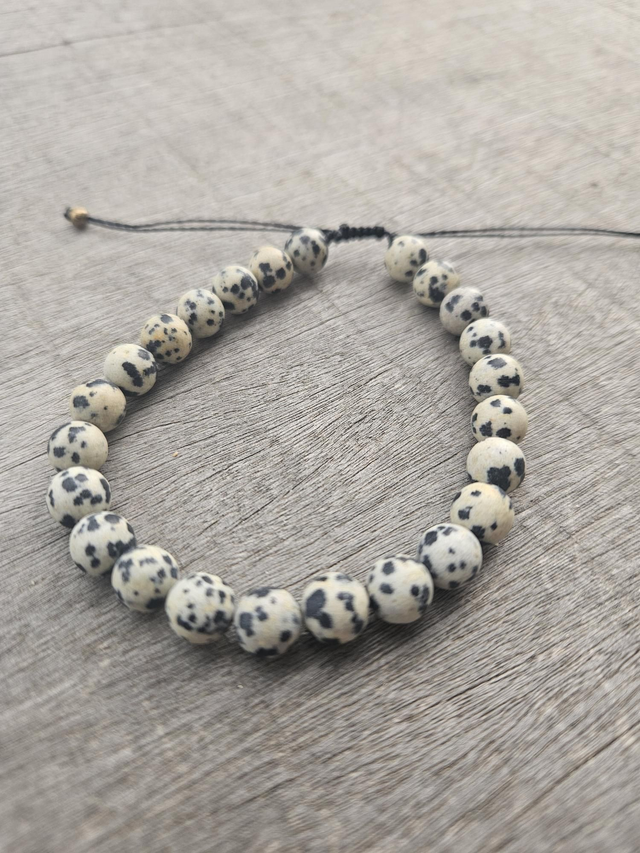 Bracelet homme jaspe dalmatien 