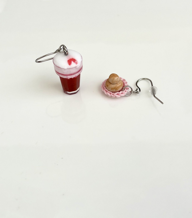 Orecchini Granita Fragola e Panna e Brioche con il tuppo