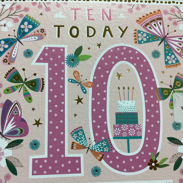 Birthday Age 10th (Pink Butterflies) WF