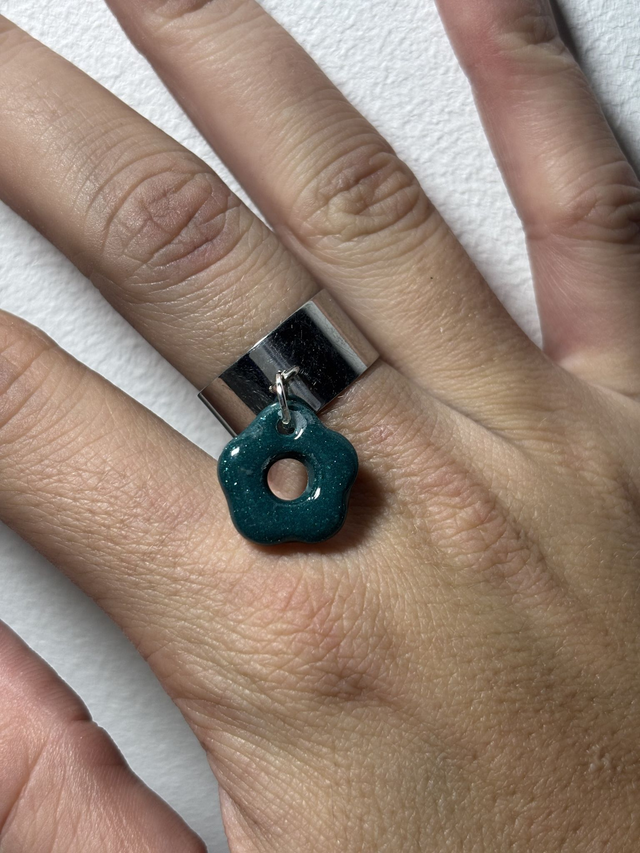 Argent 10mm Pampille Bleu Canard Pailleté