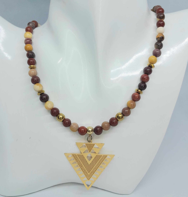 Collier jaspe mokaïte 