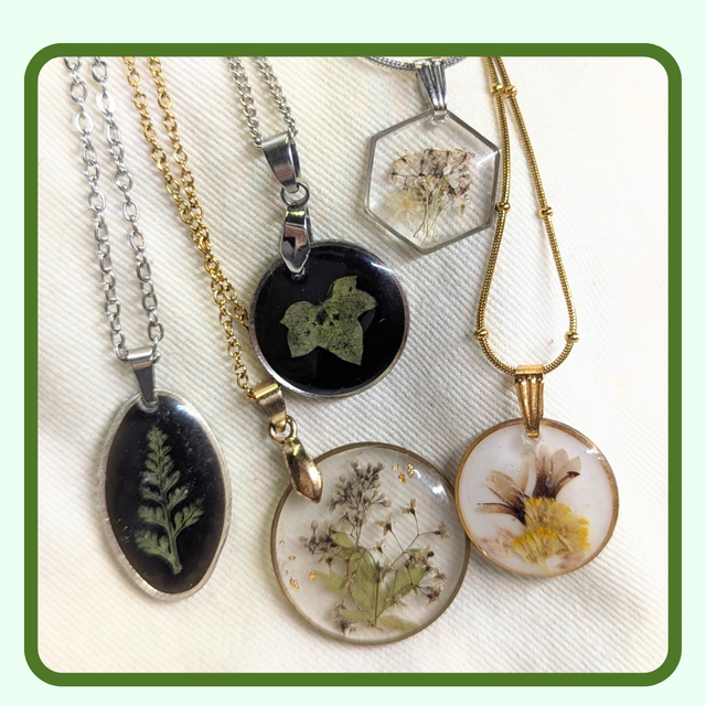 Mixed Shaped Pendants | Necklaces  | Real Flowers in Resin