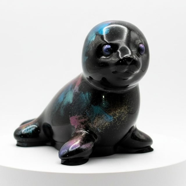 Otarie "Galaxie" en Résine Époxy – Pièce Unique