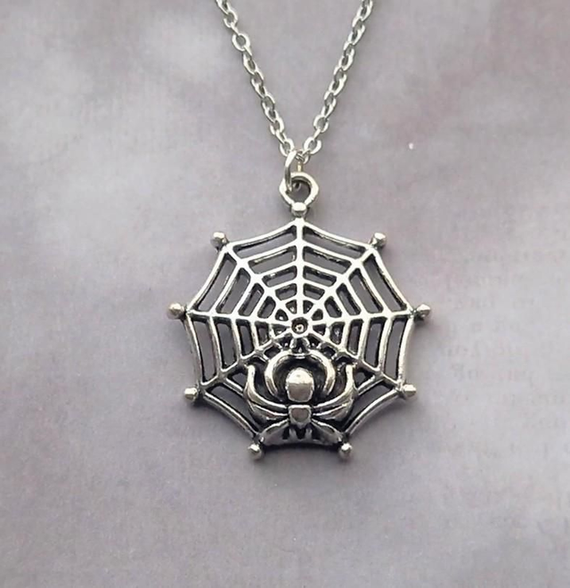 Spider and Web Necklace 