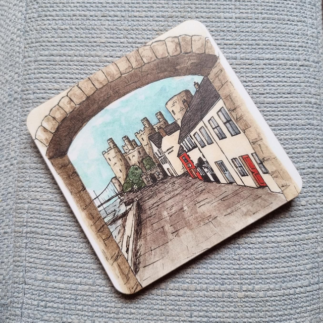 Conwy Quay and Castle coaster 