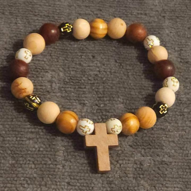 Hand Crafted Beaded Cross Bracelet